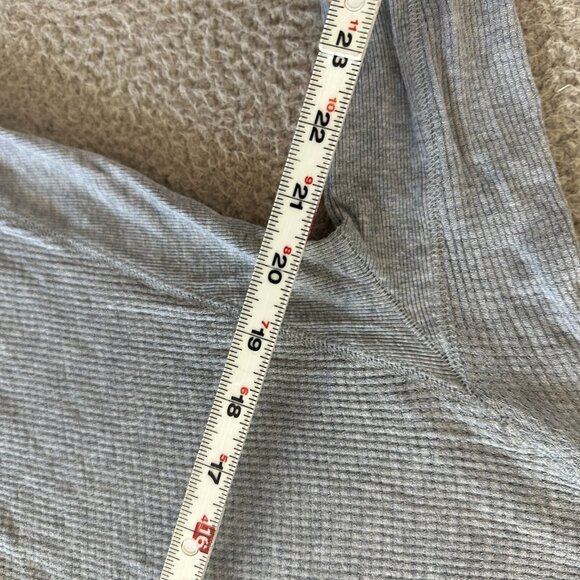 Free People Waffle Knit Top Boat Neck Shirt High Low Raw Hem Blue - Picture 16 of 16